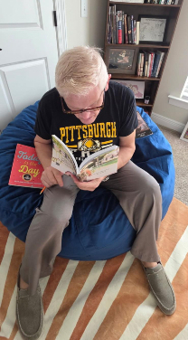 Eric reading his journal