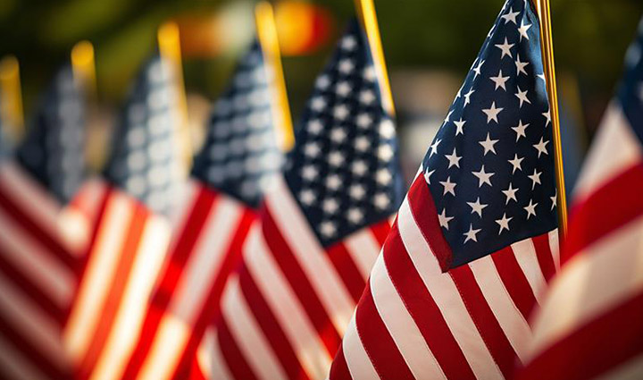 American Flags Close Up