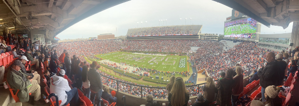 View of a stadium during a football game