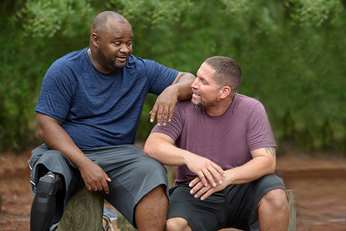 Two warriors talking to each other.