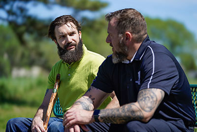 Two warriors talking to eachother.
