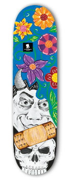 cutout picture of Jeff Scott's skateboard