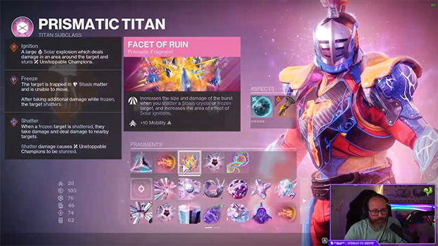 Warrior William Childs streams the video game Destiny 2 on Twitch under the name TXCh1cken.