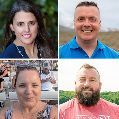 A photo of four people's headshots. Top left is Pender Sessoms, top right is Jack Frawley; bottom right is Matthew Templeton; and, bottom left is Tamara O'Donnell