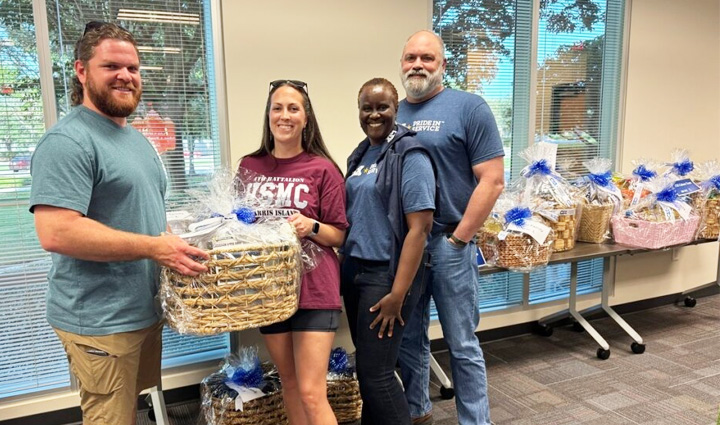 CSX employees in Jacksonville have generously provided food baskets during Adopt-a-Family Food Basket Drive events hosted for warrior families at WWP headquarters in July 2024 and 2025. 