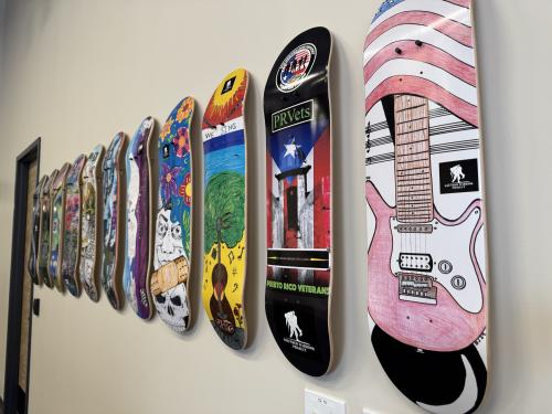 A display of the Warriors on Board at a WWP office.
