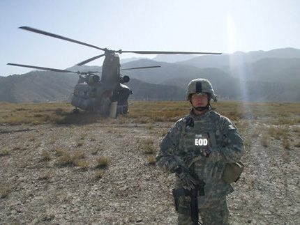 Adam Popp is pictured in uniform as a member of the Air Force.