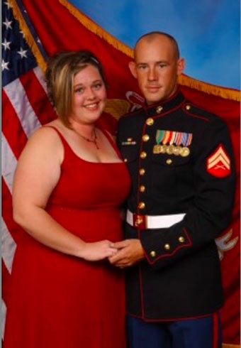 Phil and Melissa Krabbe at a Marines Corps formal event.