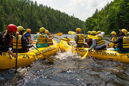 Angie Peacock takes part in a whitewater rafting adventure with other warriors during a WWP Project Odyssey.
