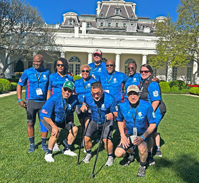 Warriors on the lawn in front of the White House