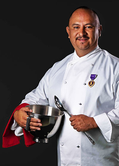 Wounded veteran David Guzman is a Purple Heart recipient.