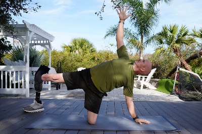 Dan Nevins doing yoga