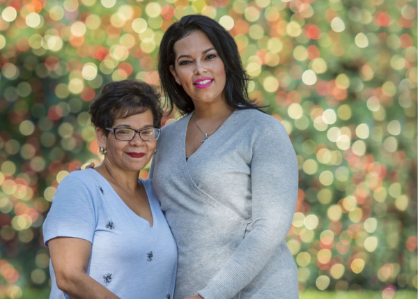 two ladies hugging