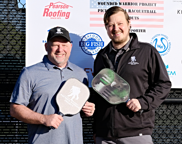 Community fundraiser Mark Waldorf and warrior Nick Morrison
