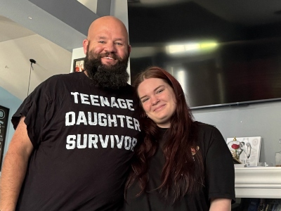 Lilli Coglan with her stepfather Andrew Brewer