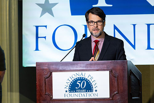 he Milwaukee Journal Sentinel’s John Diedrich speaks at the National Press Foundation Awards Dinner in Washington, D.C.