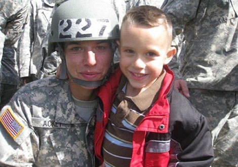Wounded warrior Army veteran Beth King with her son Dante in 2009.