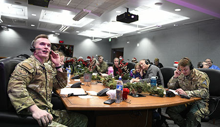 Volunteers answer calls from people wanting to know Santa's location.