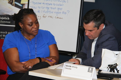 A wounded warrior receives feedback on her resume at a Deloitte employment boot camp at Wounded Warrior Project's headquarters in Jacksonville, Florida. A wounded warrior receives feedback on her resume at a Deloitte employment boot camp at Wounded Warrior Project's headquarters in Jacksonville, Florida.