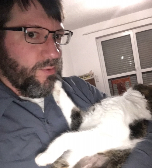 Steven Swiger and his cat