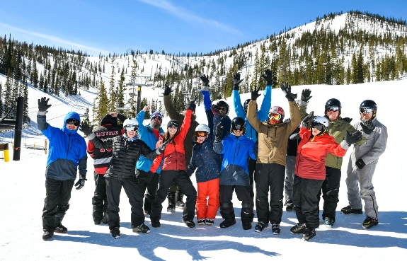 A group of warriors enjoy the snow.