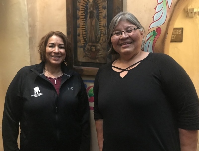 Caregivers Cindy Parsons (left) and Mary Tallouzi