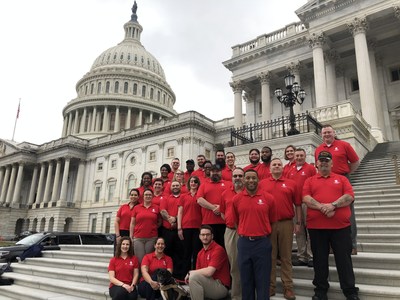 Twenty-six wounded warriors served by Wounded Warrior Project (WWP) met with members of Congress and their staffs to advocate for themselves and other veterans as part of WWP’s Project Advocacy, which connects warriors with their elected officials in Washington, DC. Veterans and Wounded Warriors gathered in front of Congress