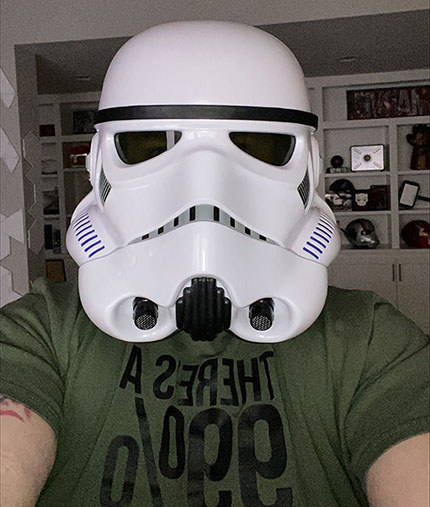 Army veteran and pop culture podcaster Michael Carrasquillo shows his passion for Star Wars.