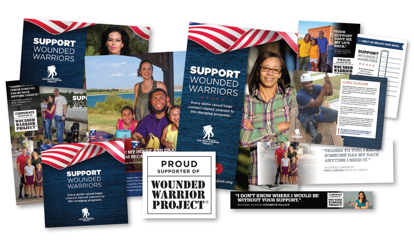 Corporate Supporter marketing assets and collateral collage