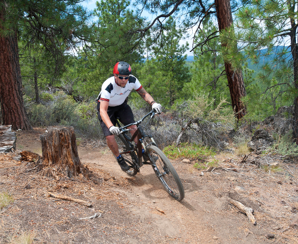 veteran biking in a nature trail